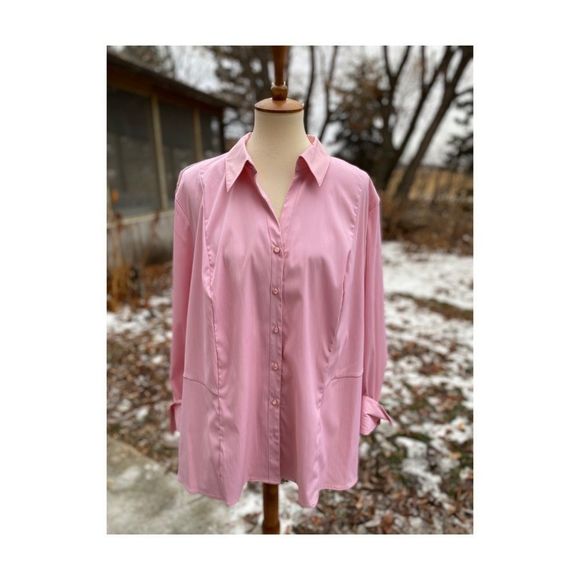 Vtg Baby Pink Casual Shirt Button Up Darts Work - Picture 1 of 11